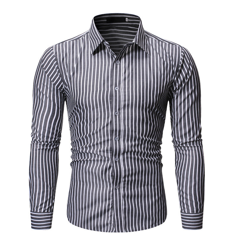 Men's Striped Business Casual Shirt - Long Sleeve Dress Shirt