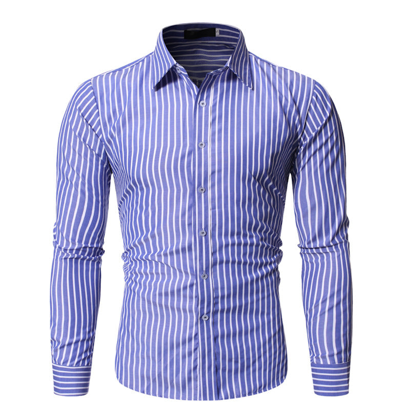 Men's Striped Business Casual Shirt - Long Sleeve Dress Shirt