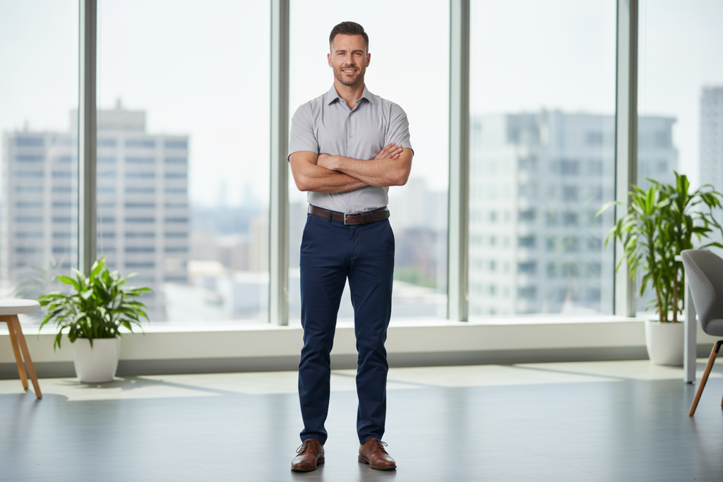 欧美模特穿着短袖灰色衬衫