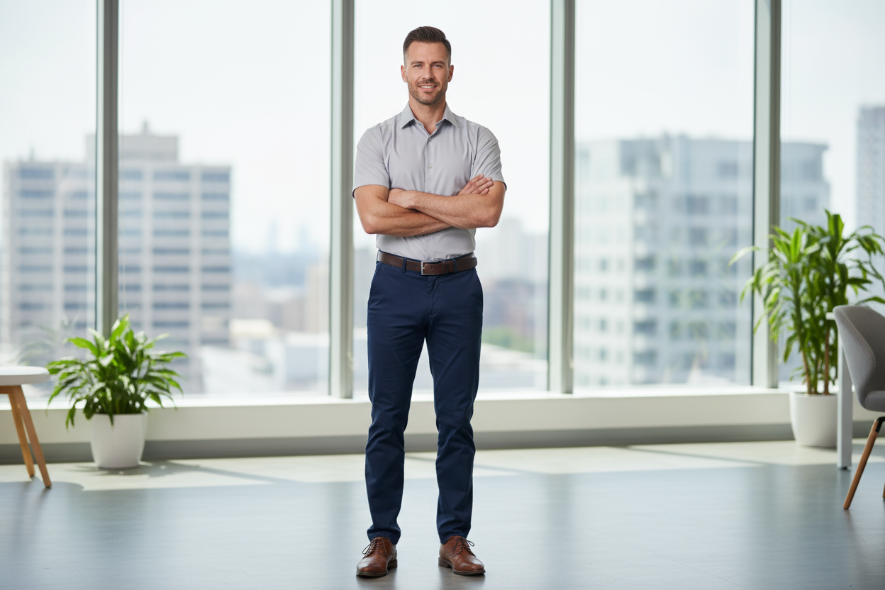 欧美模特穿着短袖灰色衬衫