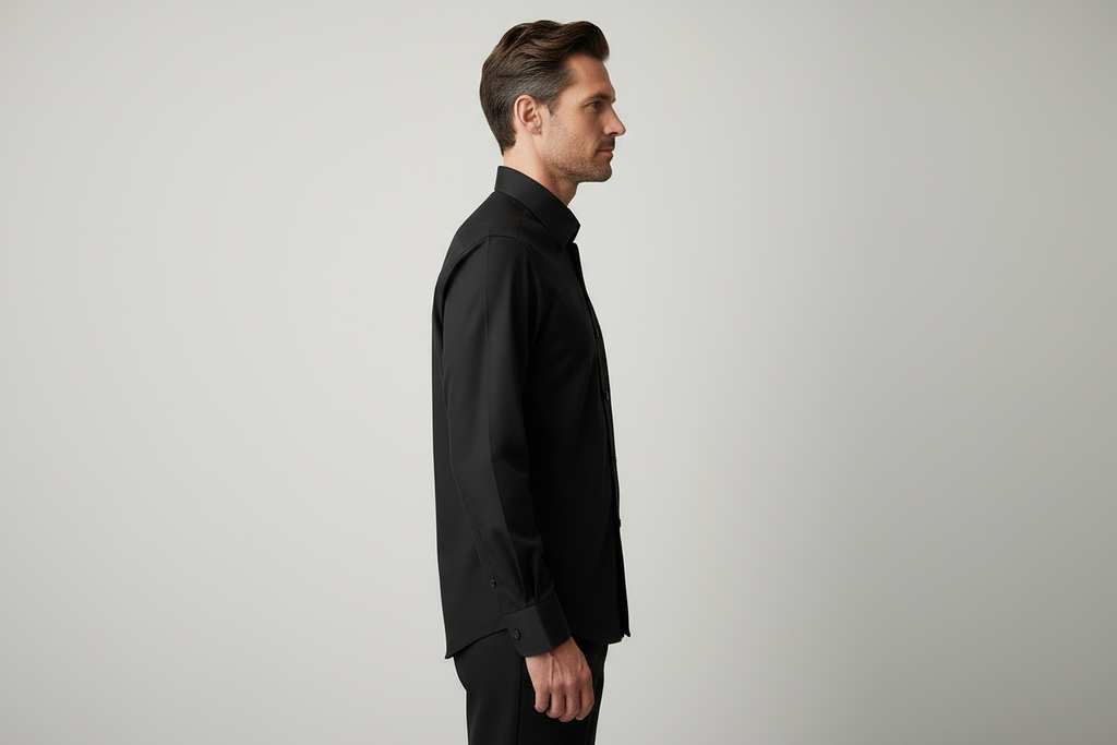 黑色衬衫侧身模特