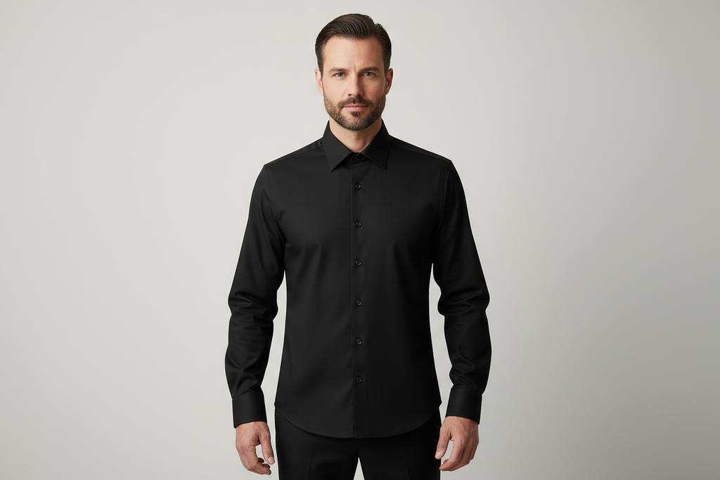 欧美商务模特穿黑色衬衫