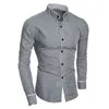 Men's Mandarin Collar Casual Shirt - Slim Fit Long Sleeve
