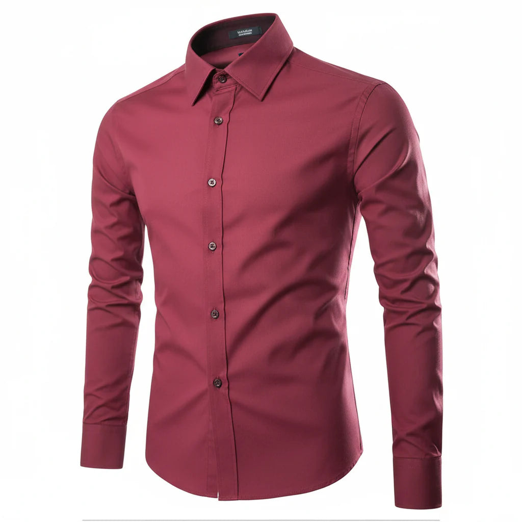 Men's Business Formal Plaid Shirt - Long Sleeve Gentleman Lapel Collar