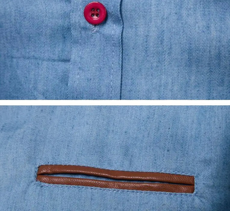 Men's Denim Shirt - Long Sleeve Casual Slim Fit Cotton Shirt