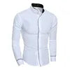 Men's Mandarin Collar Casual Shirt - Slim Fit Long Sleeve