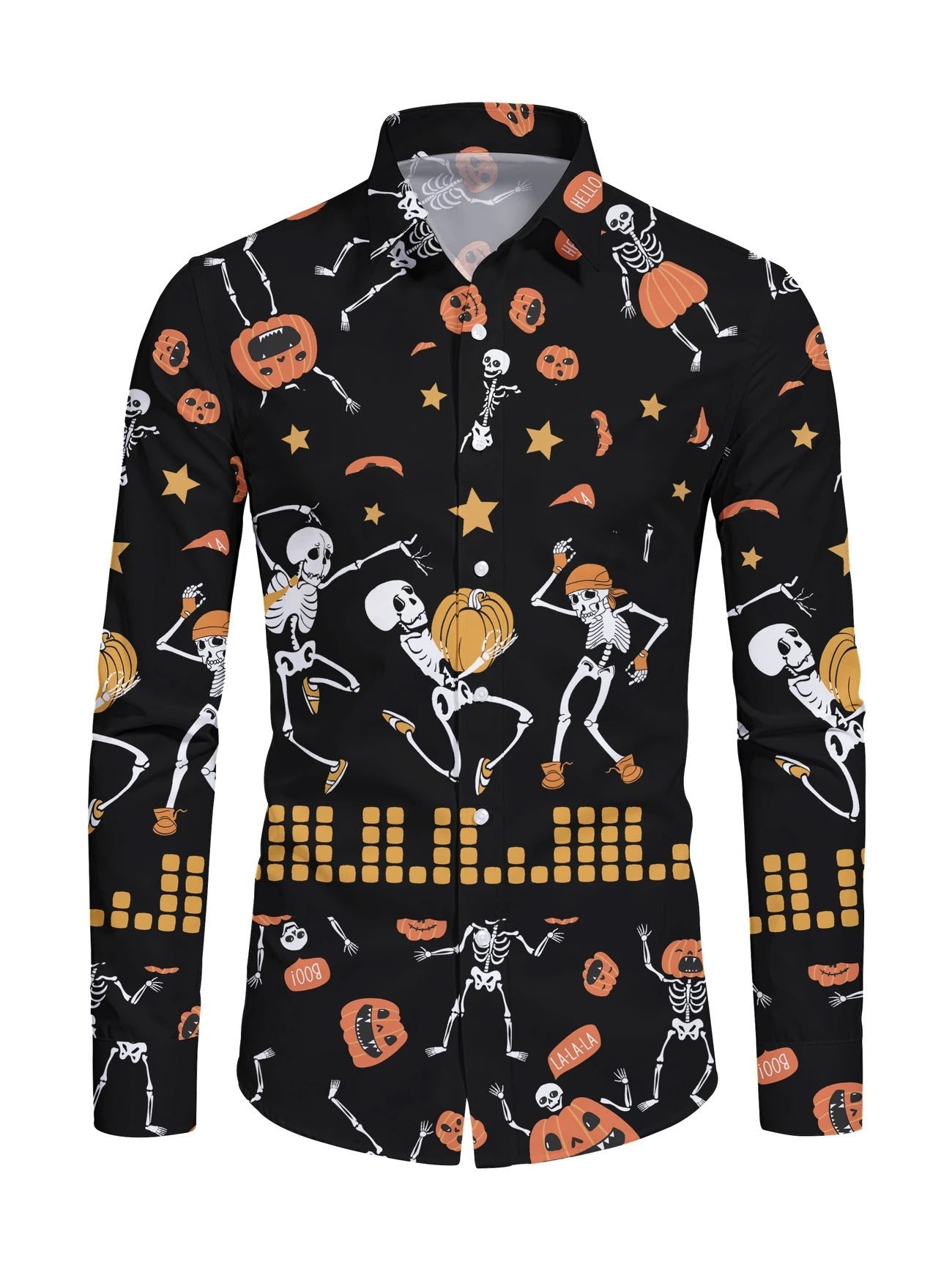 Men's Casual Lapel Collar Shirt - Long Sleeve Resort Style Shirt