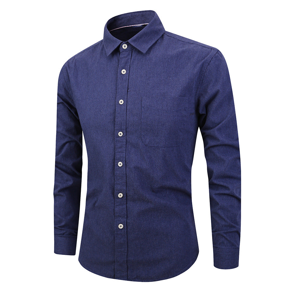 Slim fit solid color dress shirt
