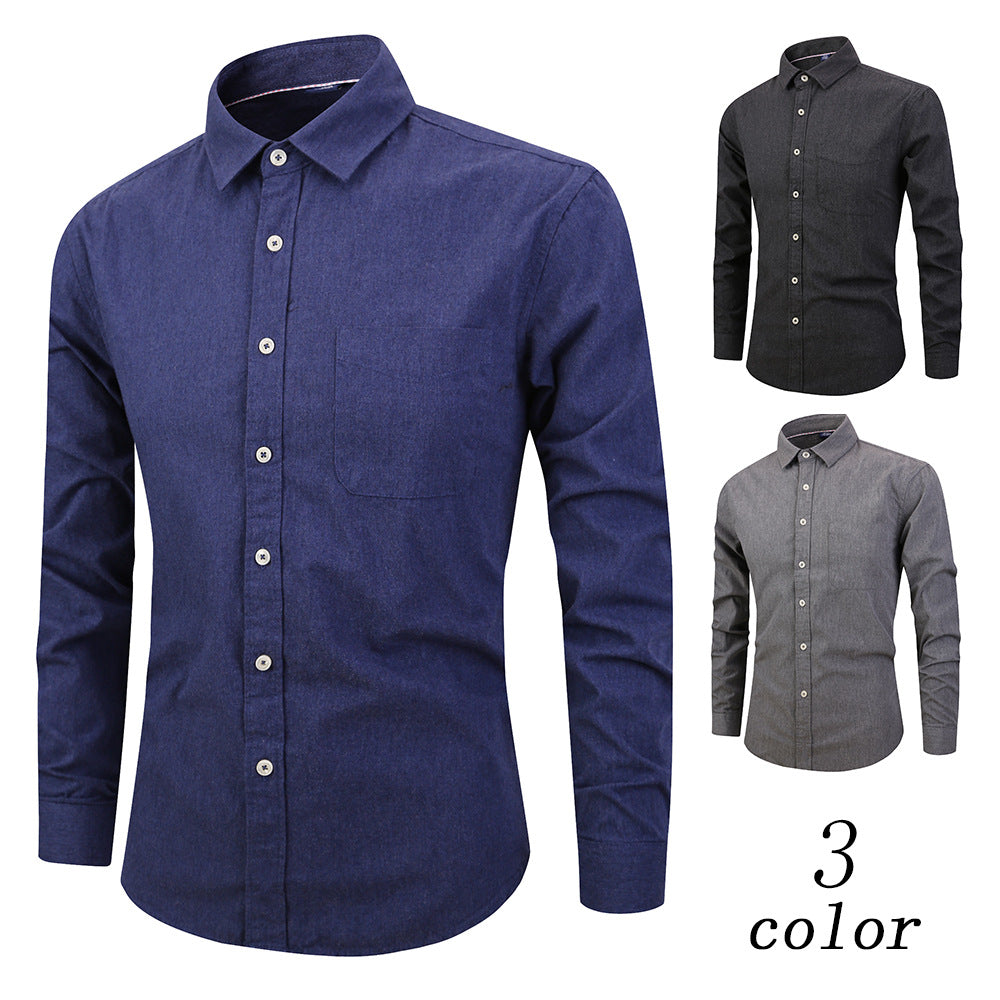 Men's Wrinkle-Free Brushed Long Sleeve Dress Shirt - Slim Fit Solid Color