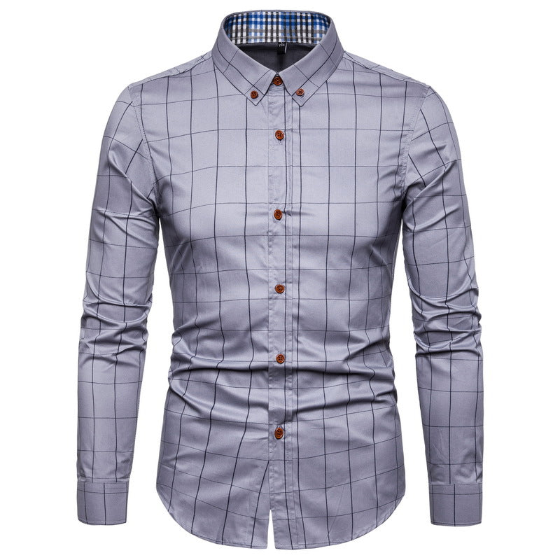 Men's Cotton Plaid Shirt - Slim Fit Long Sleeve Plus Size