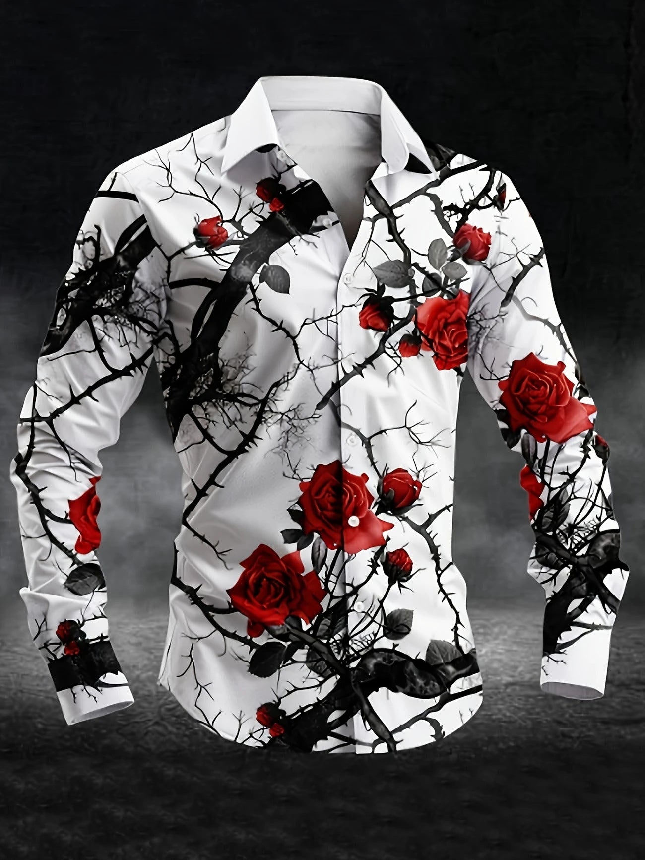 Men's Casual Lapel Collar Shirt - Long Sleeve Resort Style Shirt