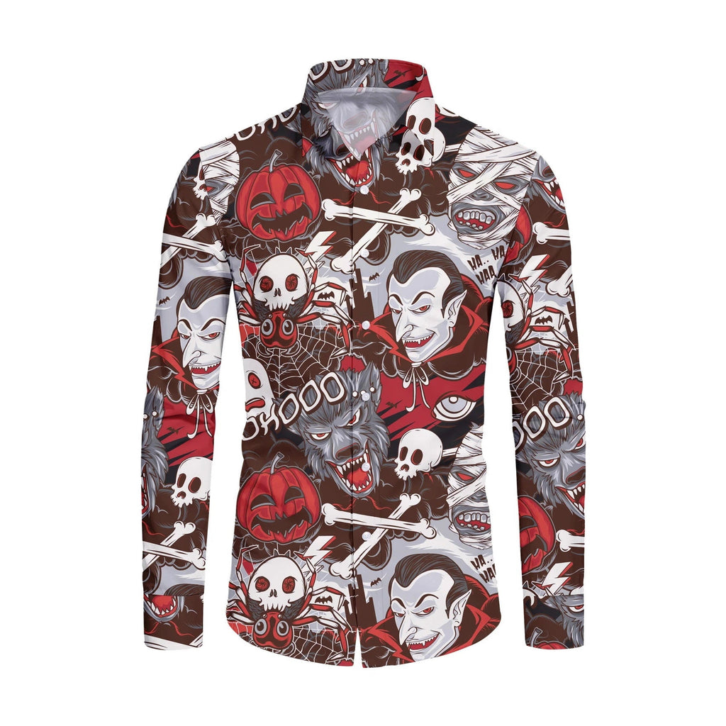 Men's Casual Lapel Collar Shirt - Long Sleeve Resort Style Shirt