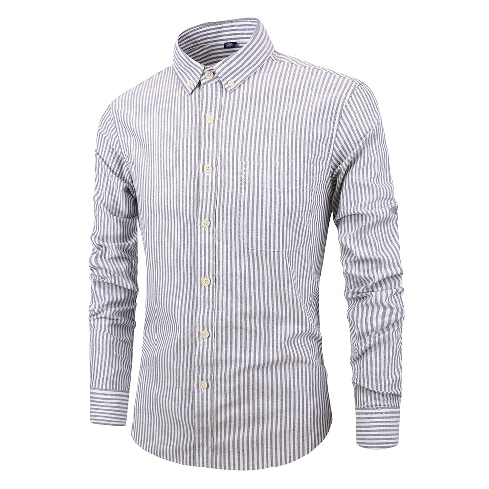 Men's striped long sleeve shirt grey