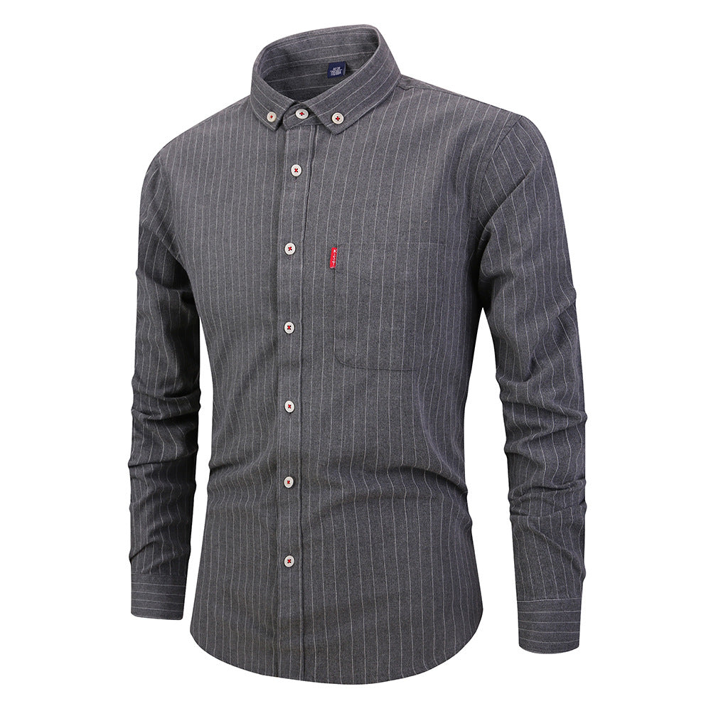 Men's Striped Long Sleeve Shirt - Casual Slim Fit Button Down