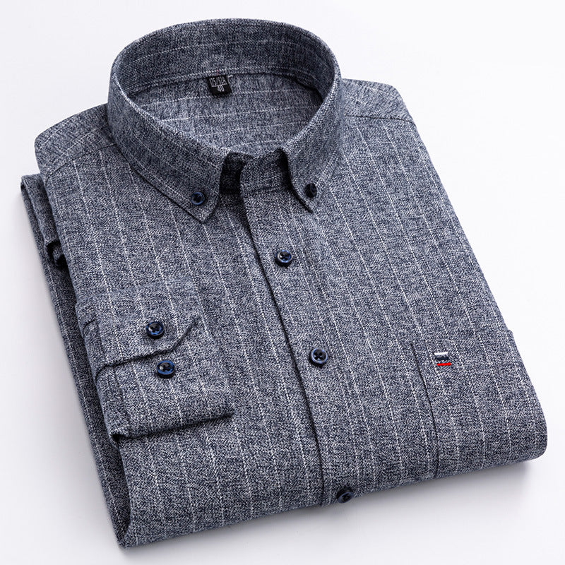 Men's Big & Tall Cotton Plaid Dress Shirt - Brushed Long Sleeve Business Casual