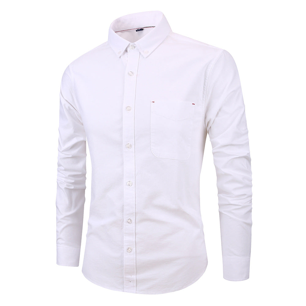 Men's Oxford Slim Fit Dress Shirt - Long Sleeve Solid Color Button Down
