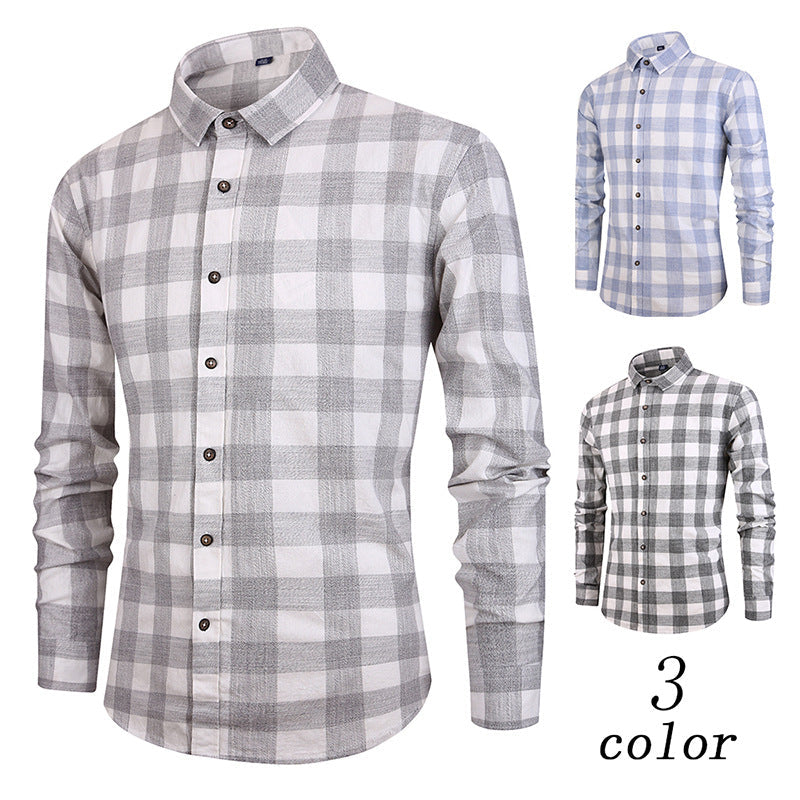 Cotton check pattern shirt slim fit