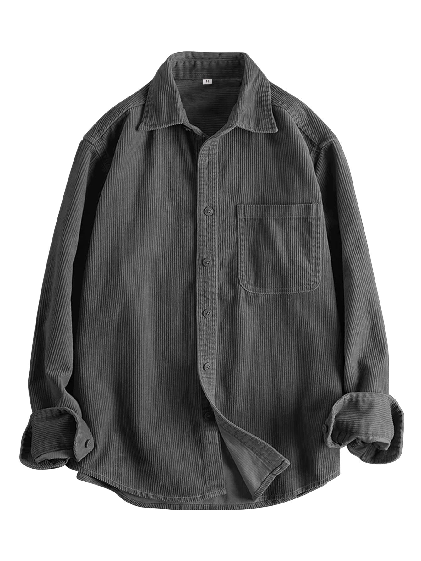 Men's Vintage Corduroy Long Sleeve Shirt - Fall Winter Casual Chest Pocket