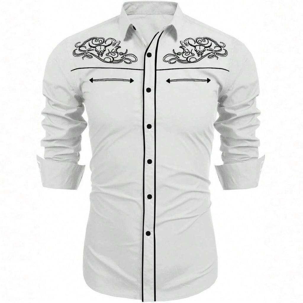 Men's Western Style Print Shirt - Long Sleeve Casual Shirt