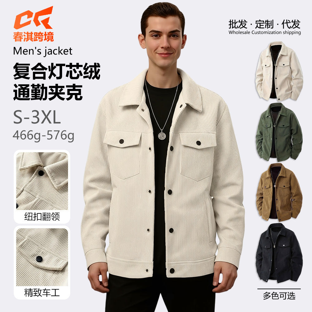 Men's Corduroy Shirt Jacket - Casual Long Sleeve Button Down Overshirt