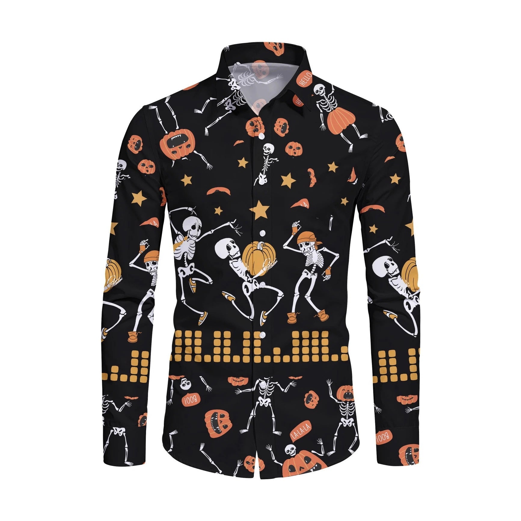 Men's Casual Lapel Collar Shirt - Long Sleeve Resort Style Shirt