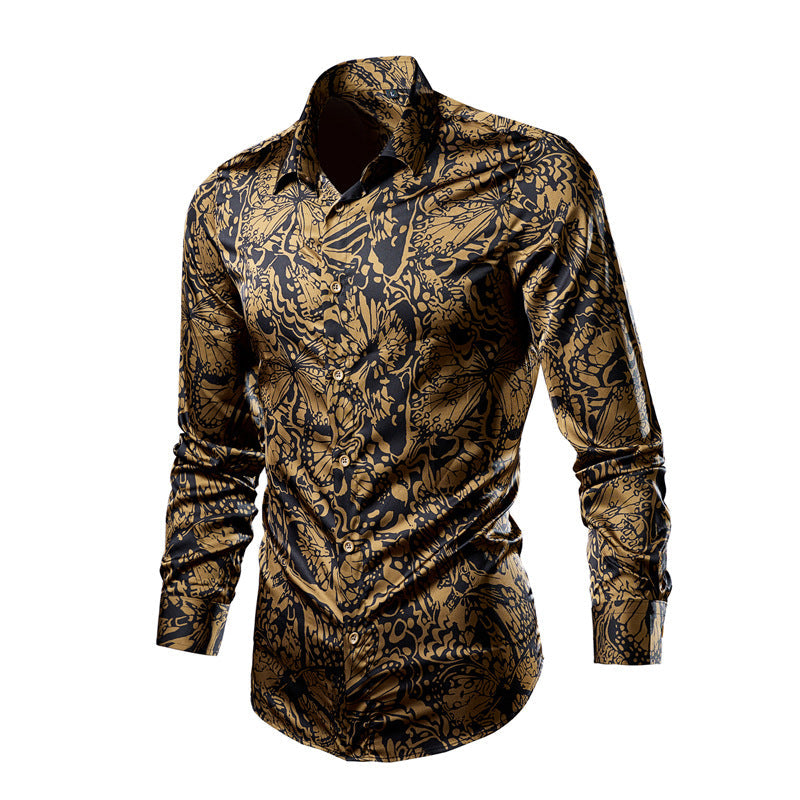 Men's Colorful Floral Print Shirt - Long Sleeve Casual Plus Size