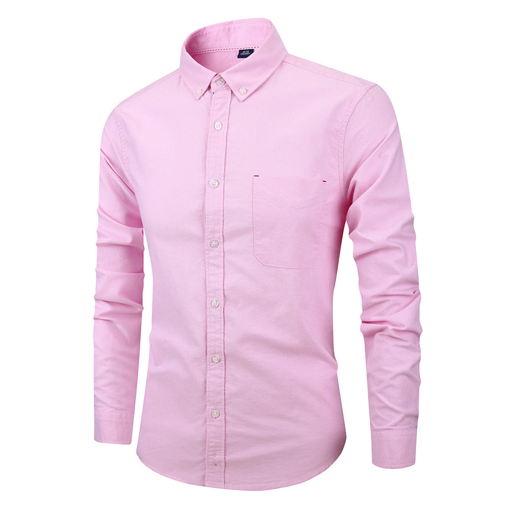 Men's Oxford Slim Fit Dress Shirt - Long Sleeve Solid Color Button Down
