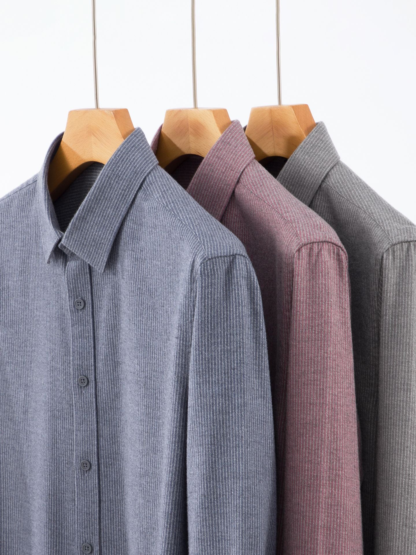 Wool + Cotton Blend 2025 Autumn Winter New Vertical Striped Long Sleeve Men's Shirt | Casual Thickened Dress Shirt