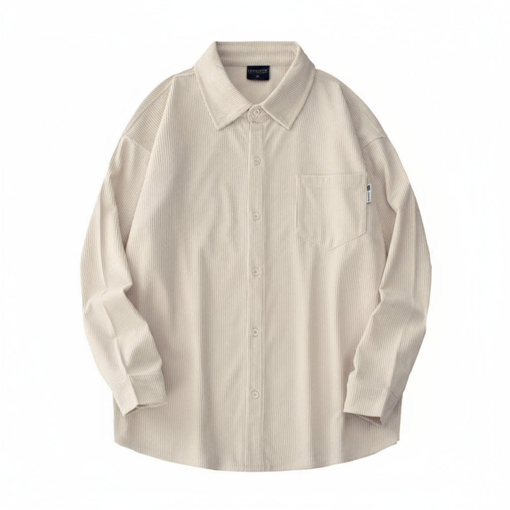 Men's heavyweight corduroy shirt jacket beige 280G