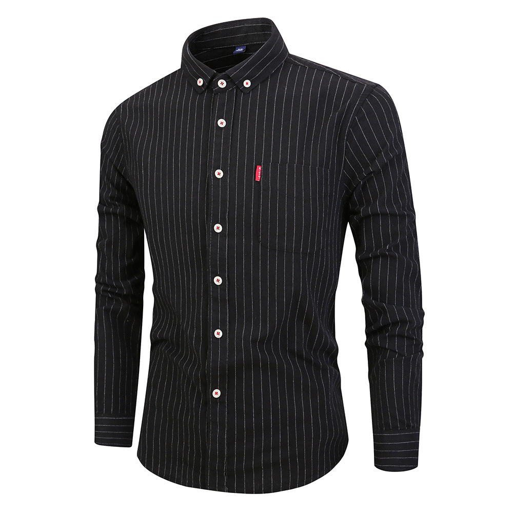 Men's Striped Long Sleeve Shirt - Casual Slim Fit Button Down