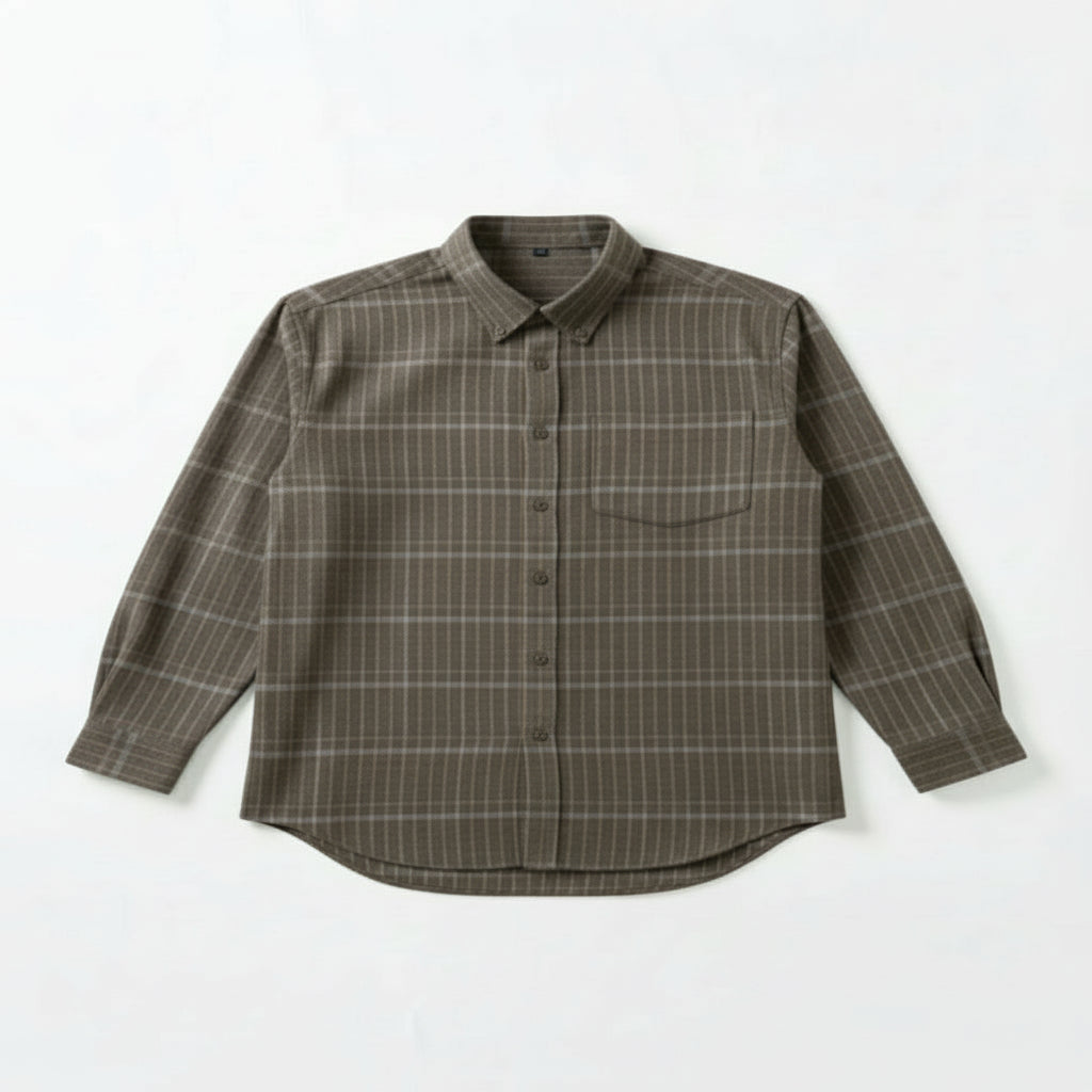 Pure Cotton Brushed Men's Long Sleeve Shirt | Autumn Winter Warm Button Collar Casual Shirt | Middle-Aged Business Versatile Style