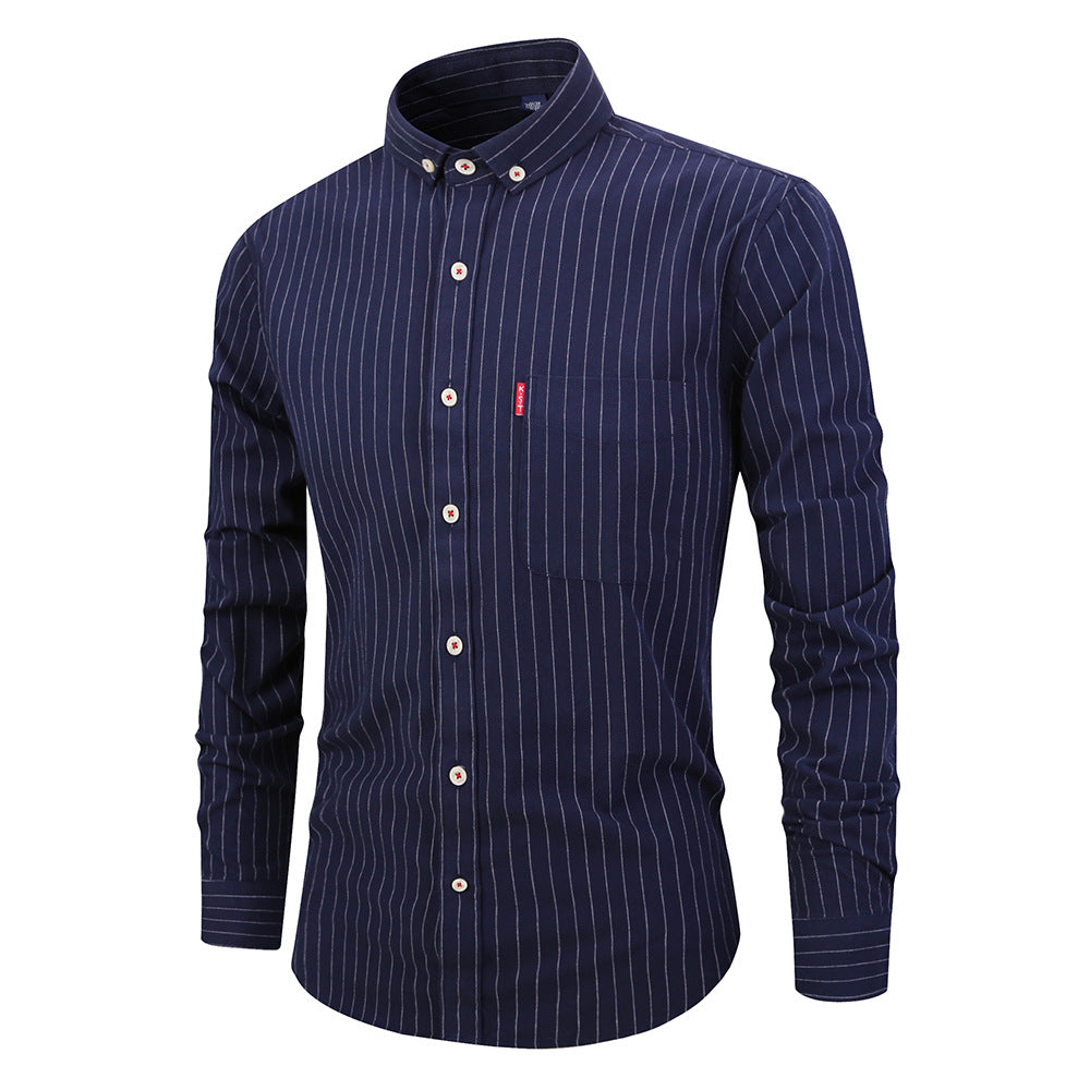 Men's Striped Long Sleeve Shirt - Casual Slim Fit Button Down