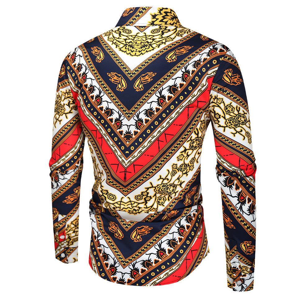 Men's 3D Digital Print Shirt - Long Sleeve Fashion Plus Size