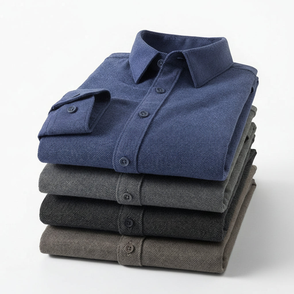 Wool Warm Men's Long Sleeve Shirt | Spring Autumn Business Casual Middle-Aged Commuter Dress Shirt