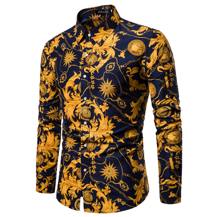 Men's Print Long Sleeve Shirt - Casual Fashion Shirt