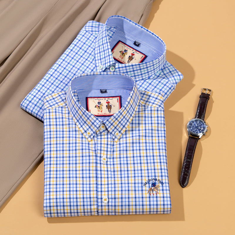 Fall plaid button down shirt men