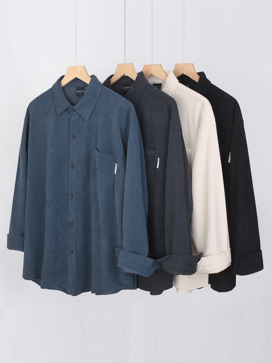 Men's Heavyweight Corduroy Shirt Jacket - 280G Relaxed Fit Long Sleeve Overshirt
