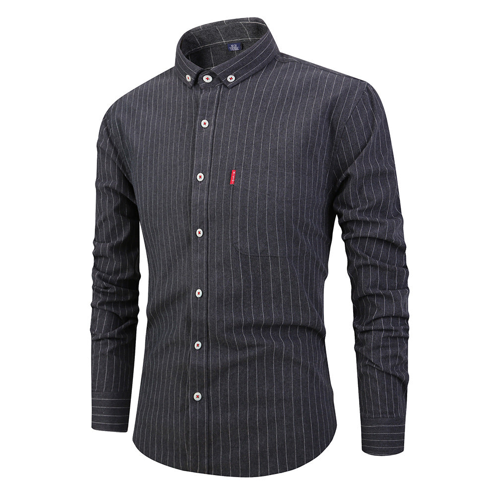 Men's Striped Long Sleeve Shirt - Casual Slim Fit Button Down