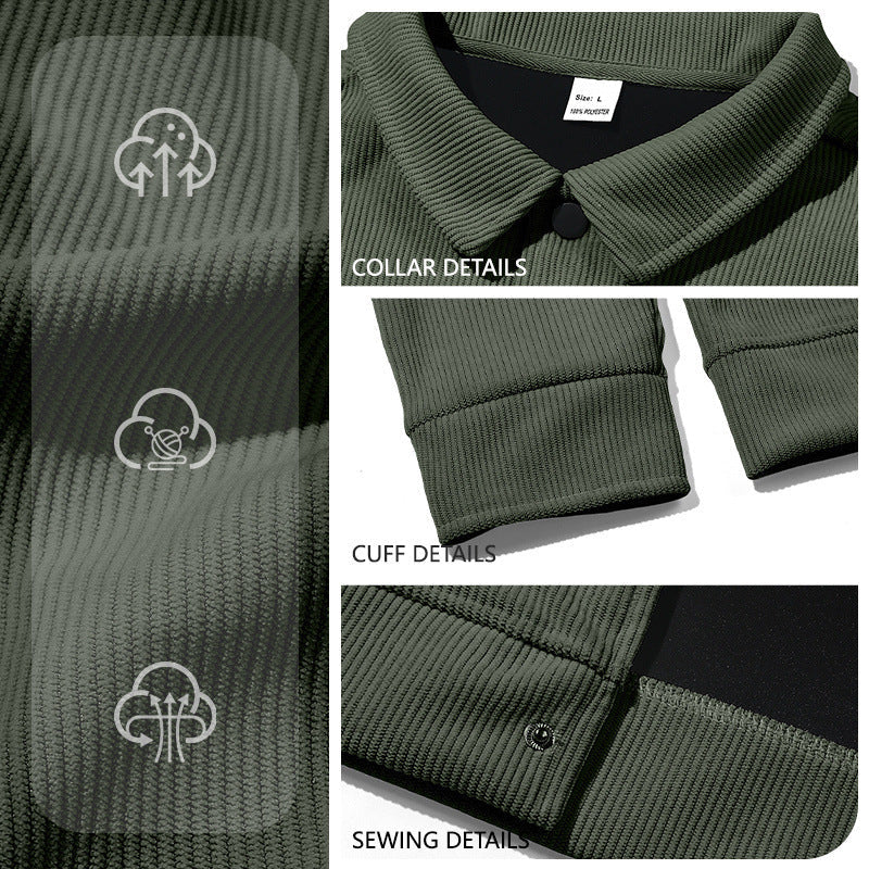 Men's Corduroy Shirt Jacket - Casual Long Sleeve Button Down Overshirt