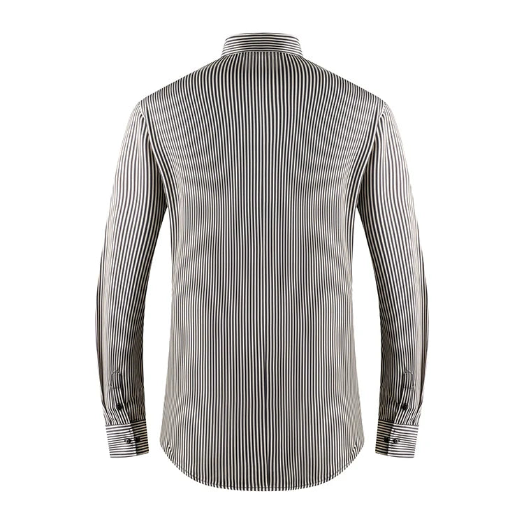 Men's Print Stretch Shirt - Iron-Free Long Sleeve Lapel Collar by Global Dress Shirts