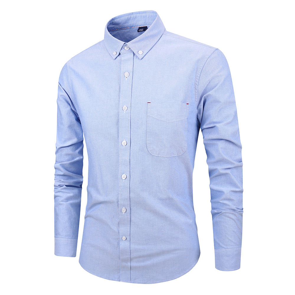 Men's Oxford Slim Fit Dress Shirt - Long Sleeve Solid Color Button Down