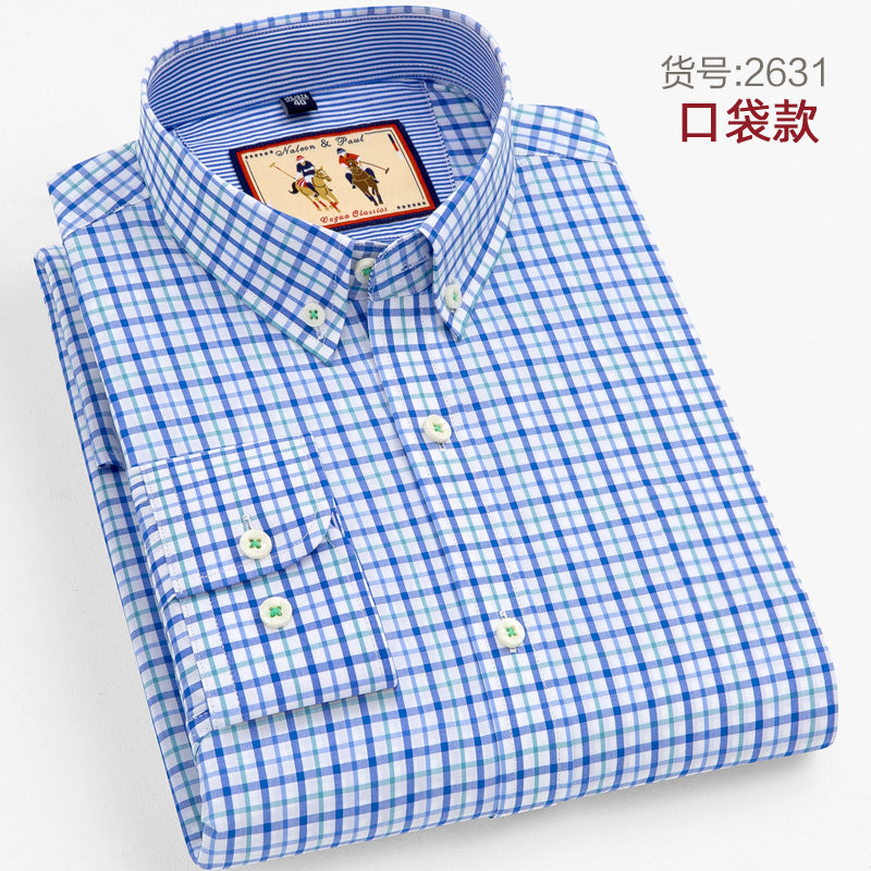 Men's Cotton Plaid Long Sleeve Casual Shirt - Spring Fall Button Down