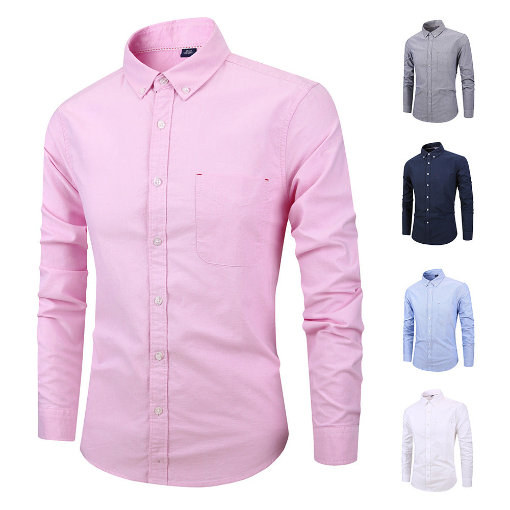 Men's grey Oxford long sleeve shirt