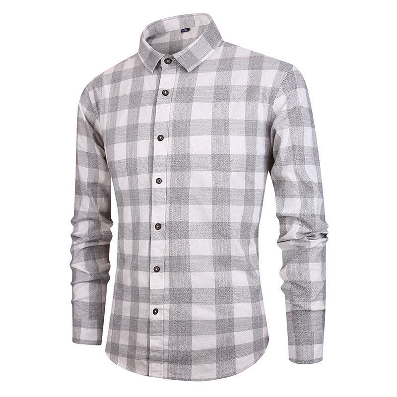 100% cotton long sleeve plaid dress shirt