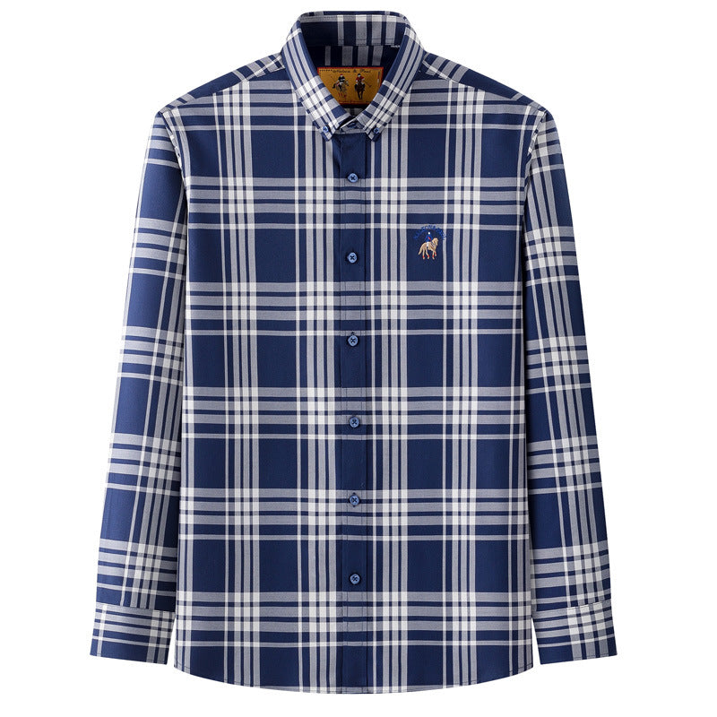 Men's washed cotton plaid shirt