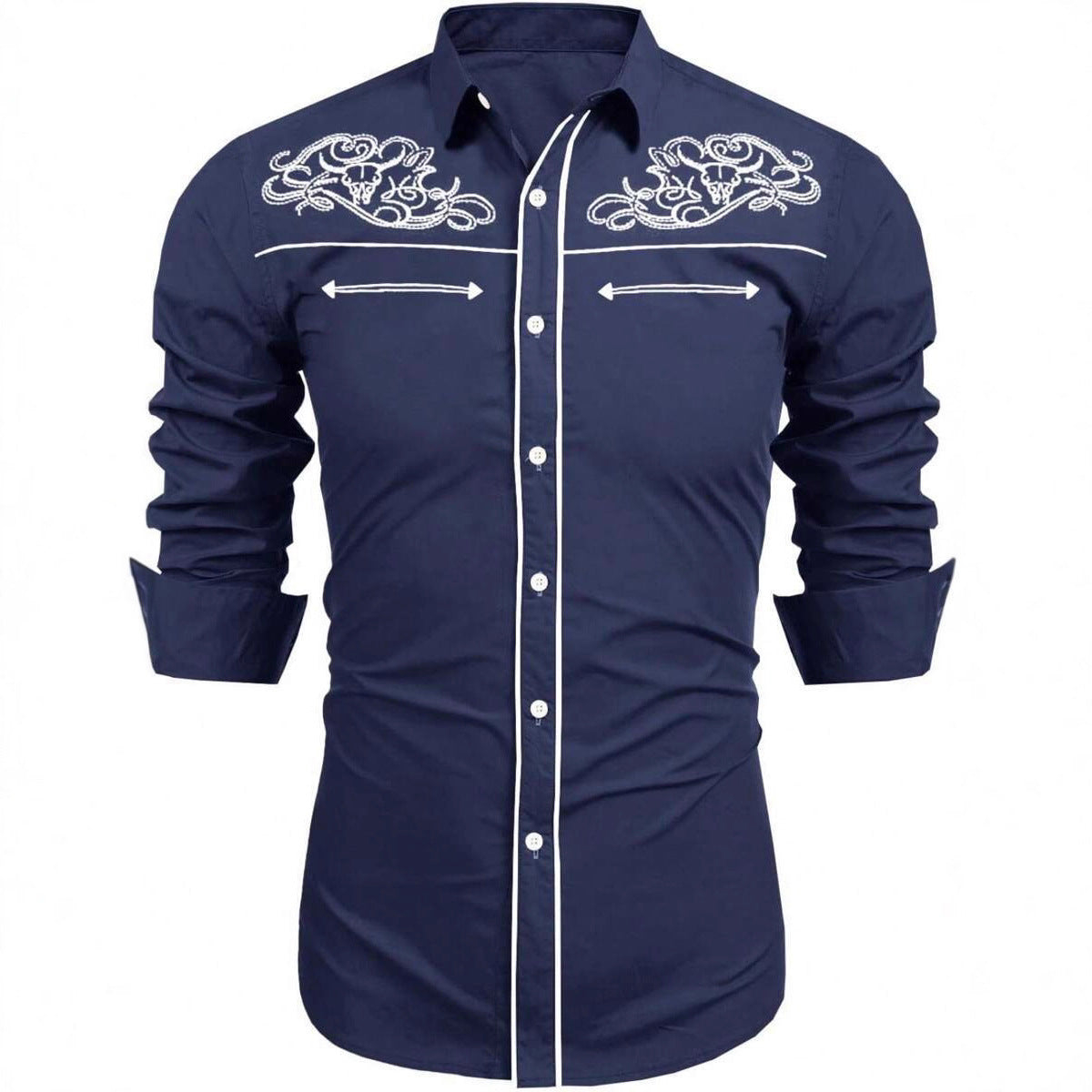 Men's Western Style Print Shirt - Long Sleeve Casual Shirt