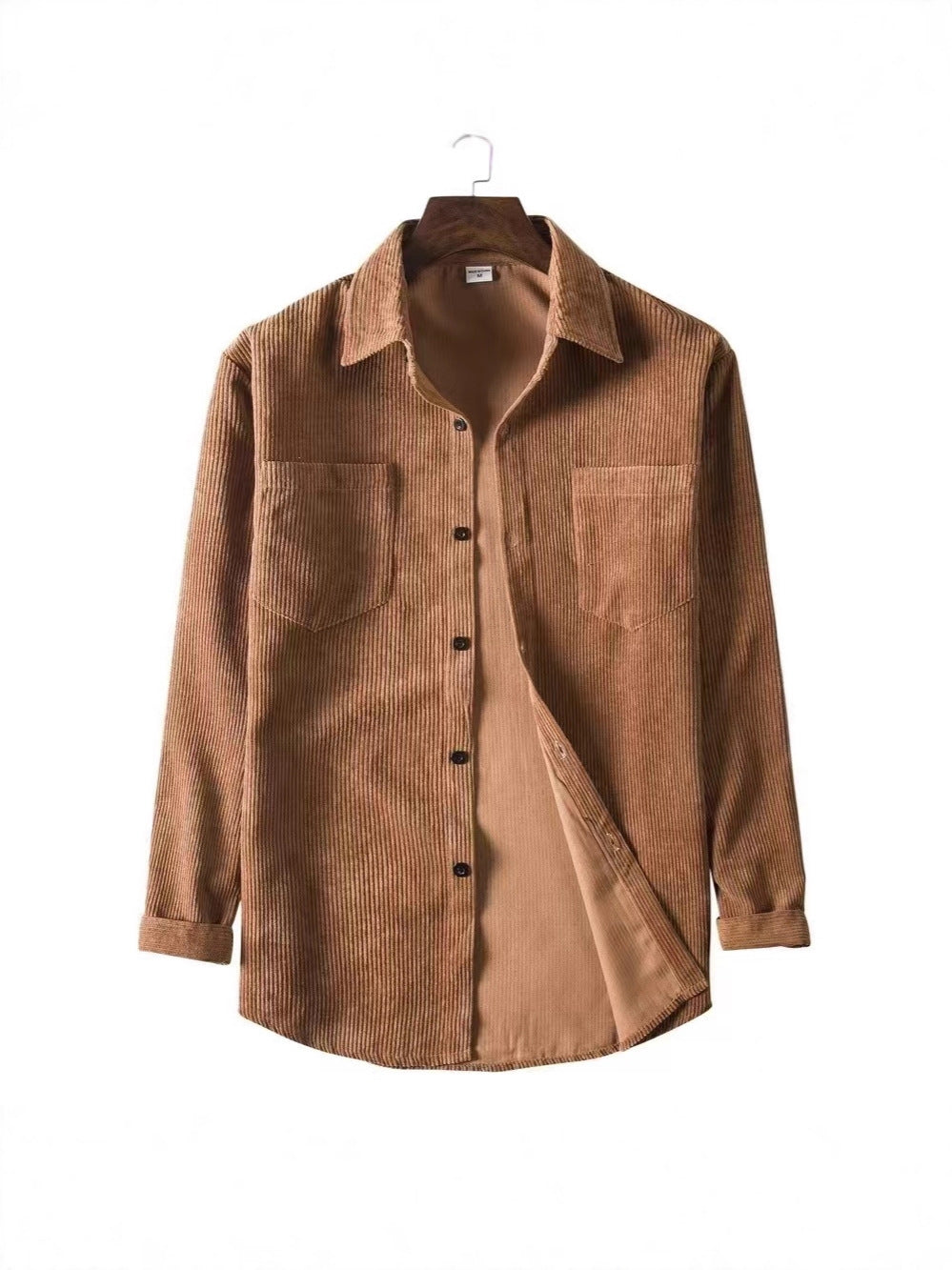 Men's Vintage Corduroy Long Sleeve Shirt - Casual Loose Fit Button Down